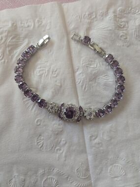 Sterling Silver Purple Crystal Tennis Bracelet